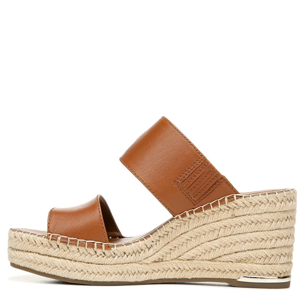 FRANCO SARTO Womens Charlie Espadrille Slide Wedge Sandal - COGNAC