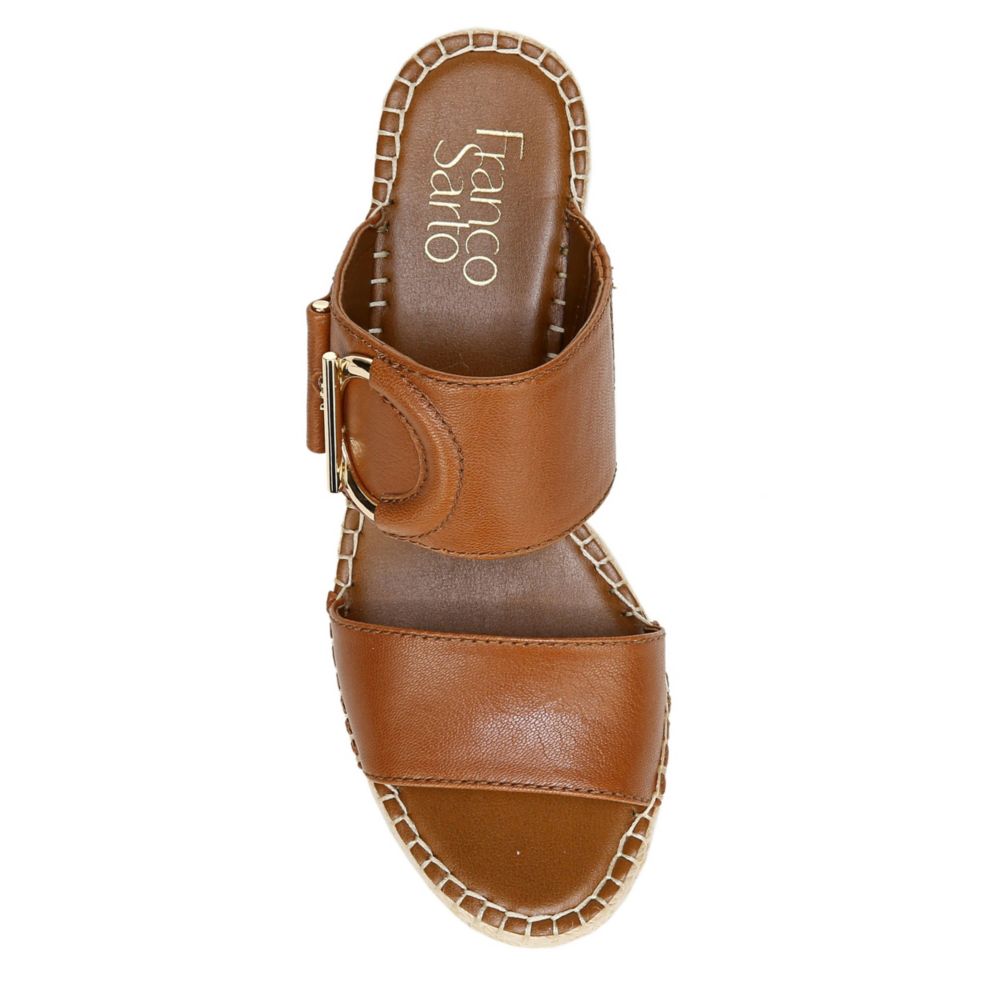FRANCO SARTO Womens Charlie Espadrille Slide Wedge Sandal - COGNAC