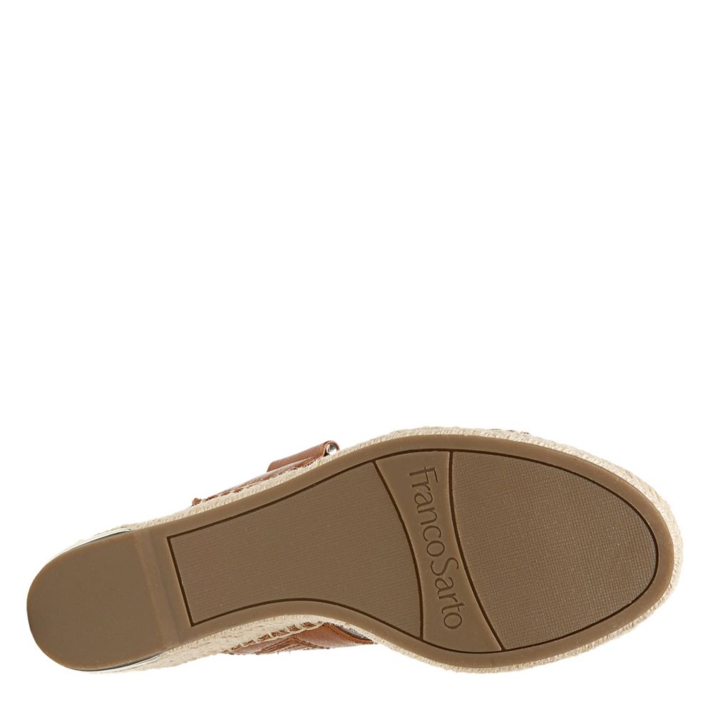 FRANCO SARTO Womens Charlie Espadrille Slide Wedge Sandal - COGNAC