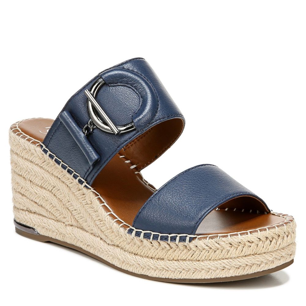 FRANCO SARTO Womens Charlie Espadrille Slide Wedge Sandal - BLUE