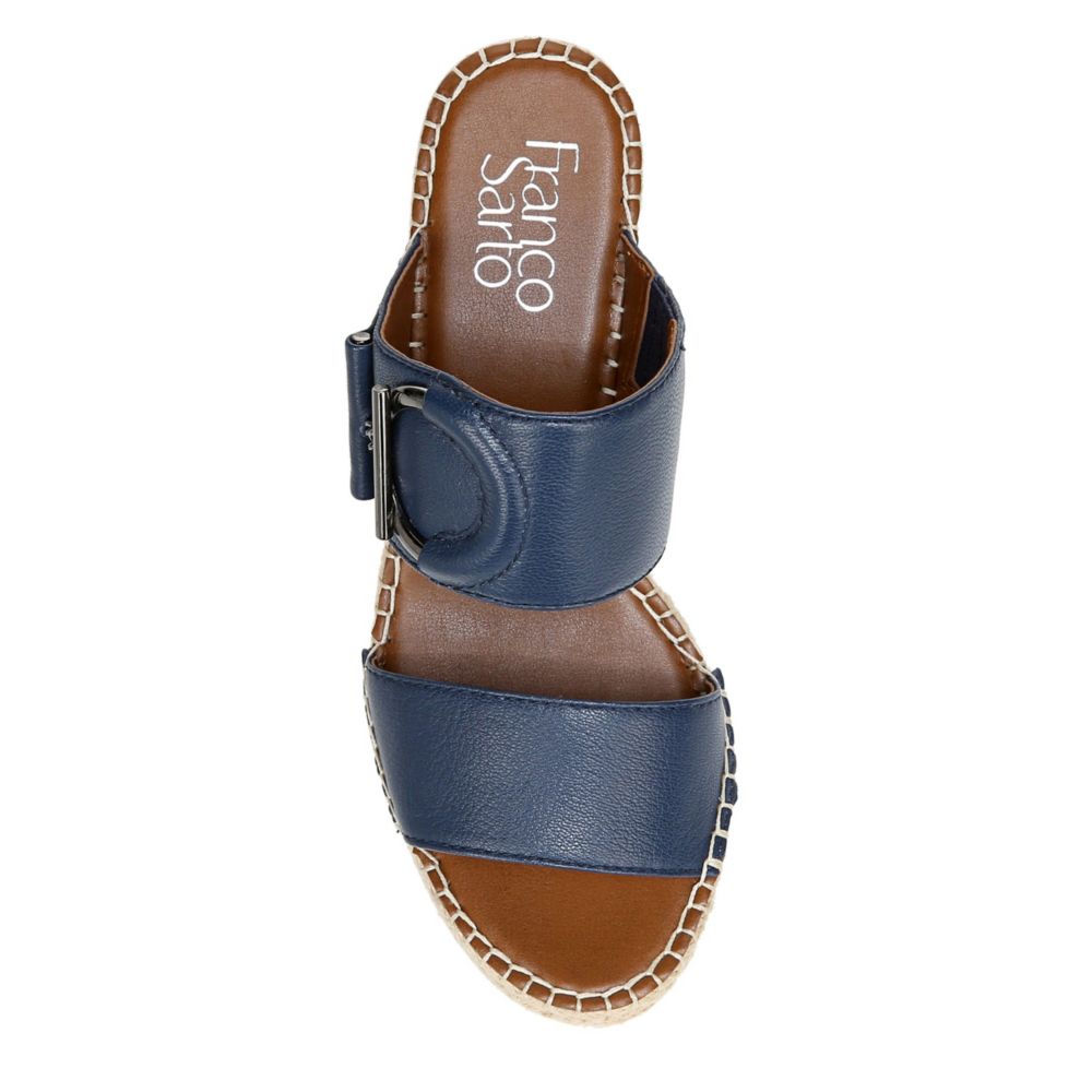 FRANCO SARTO Womens Charlie Espadrille Slide Wedge Sandal - BLUE