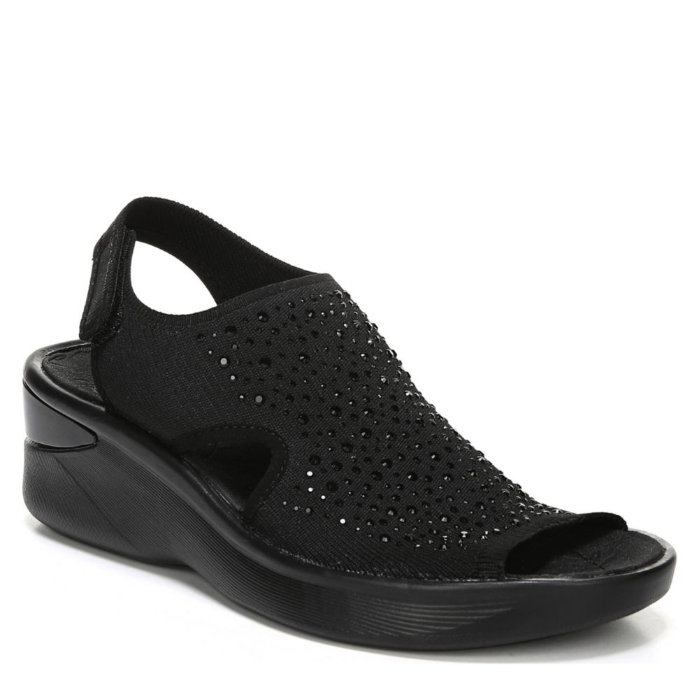 BZEES Womens Saucy Wedge Sandal - BLACK