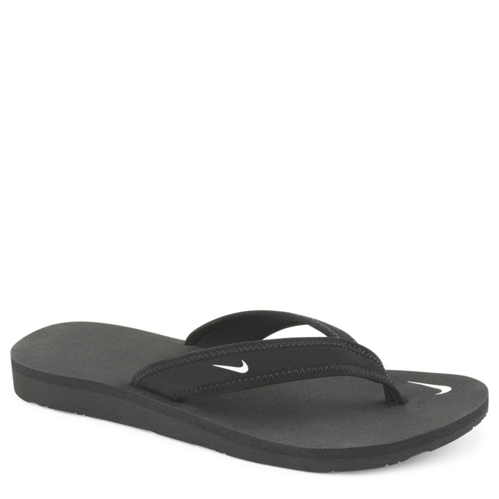 all black nike flip flops