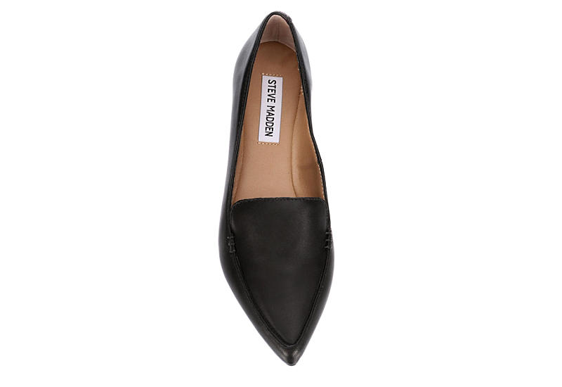 Black Steve Madden Womens Feather Loafer Flat | Casual | Off Broadway Shoes