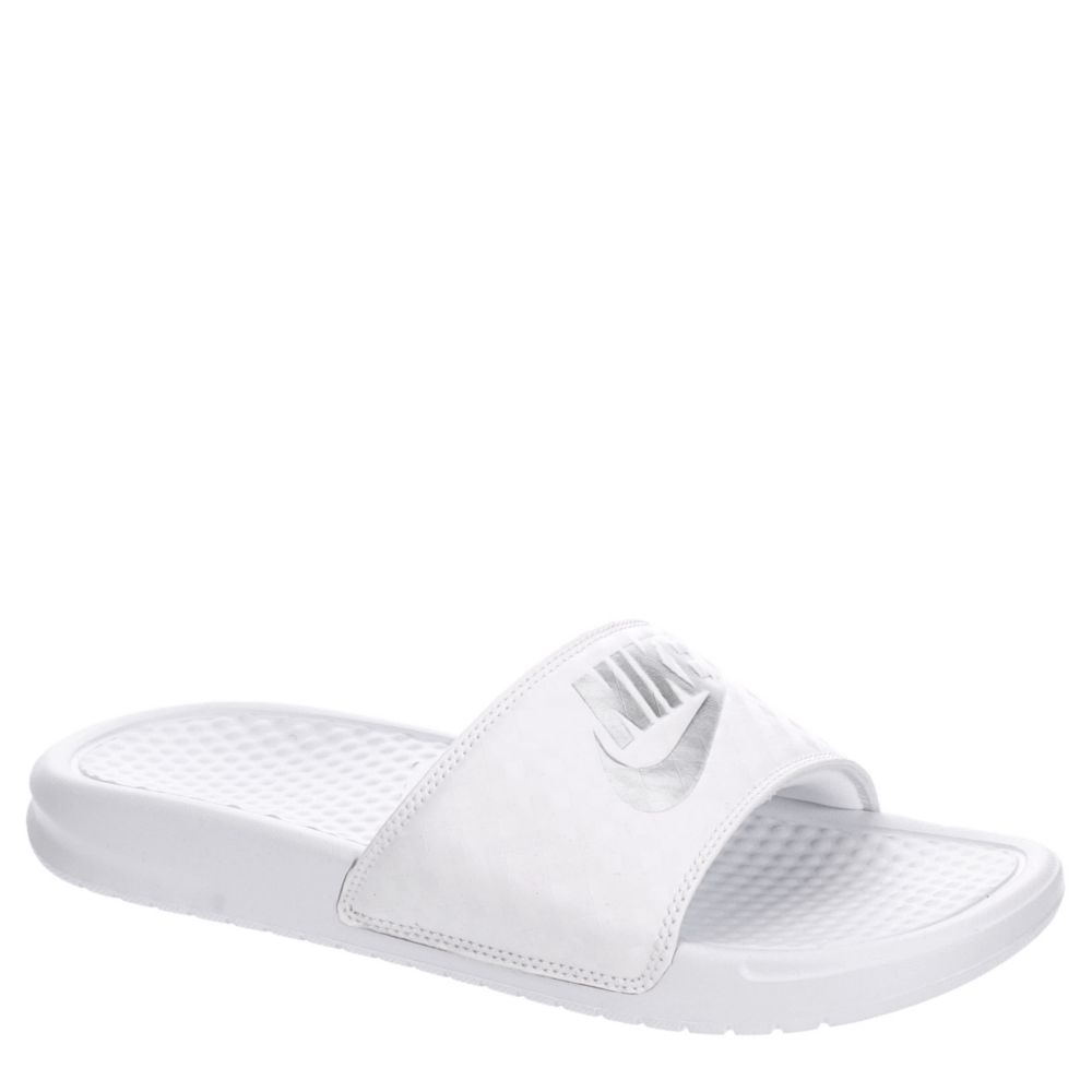 White Nike Womens Benassi Slide Sandal | Sandals | Off Broadway Shoes