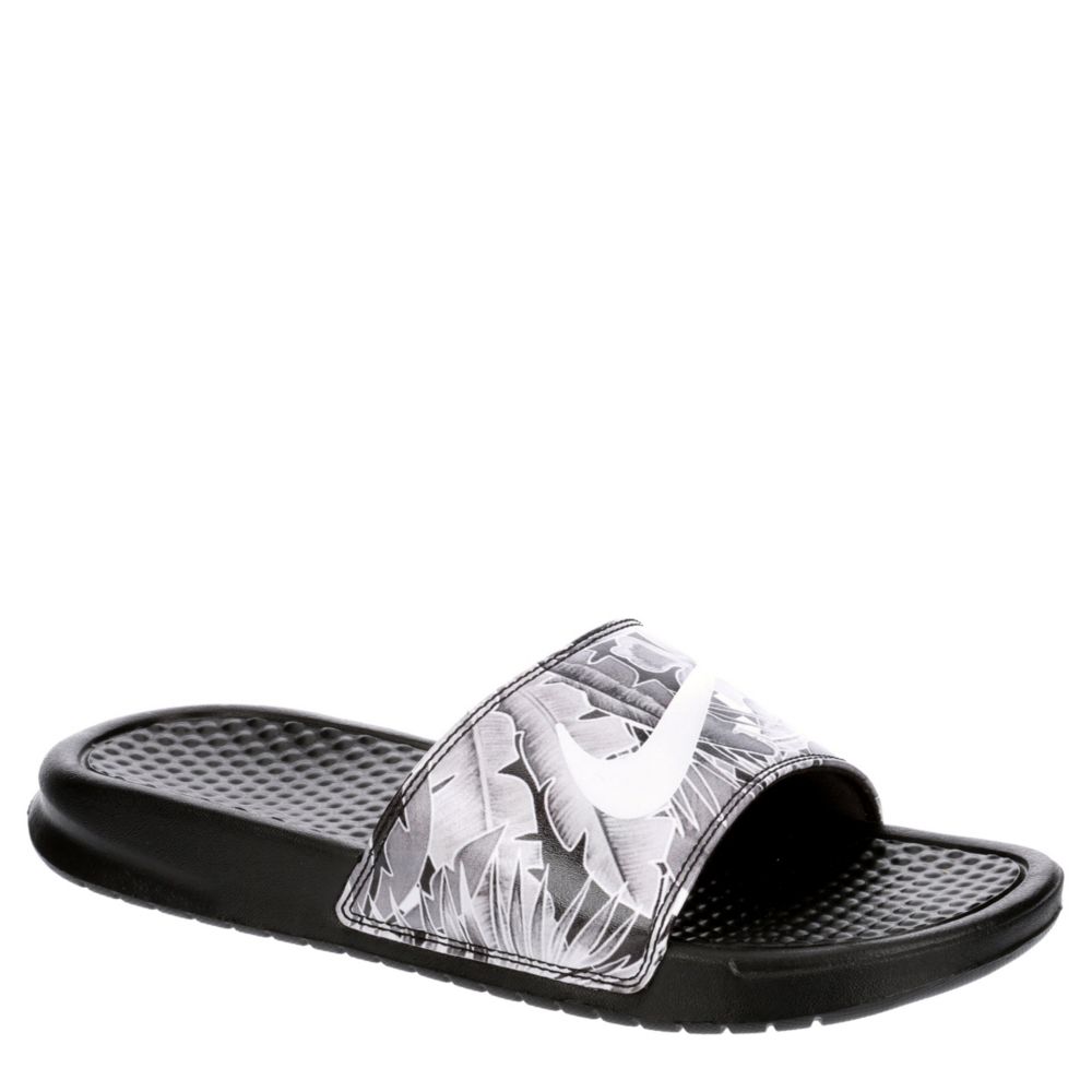black floral nike slides