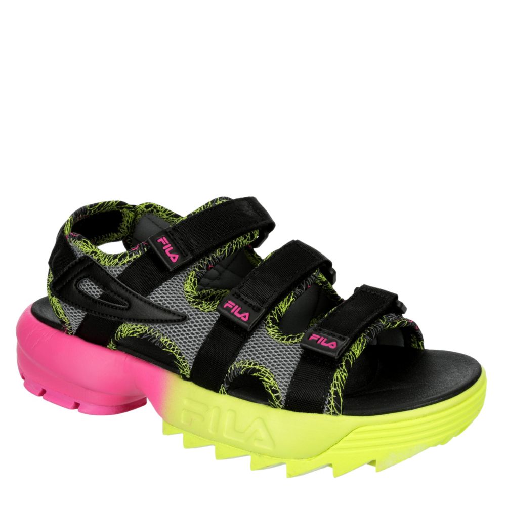 pink fila disruptor sandals