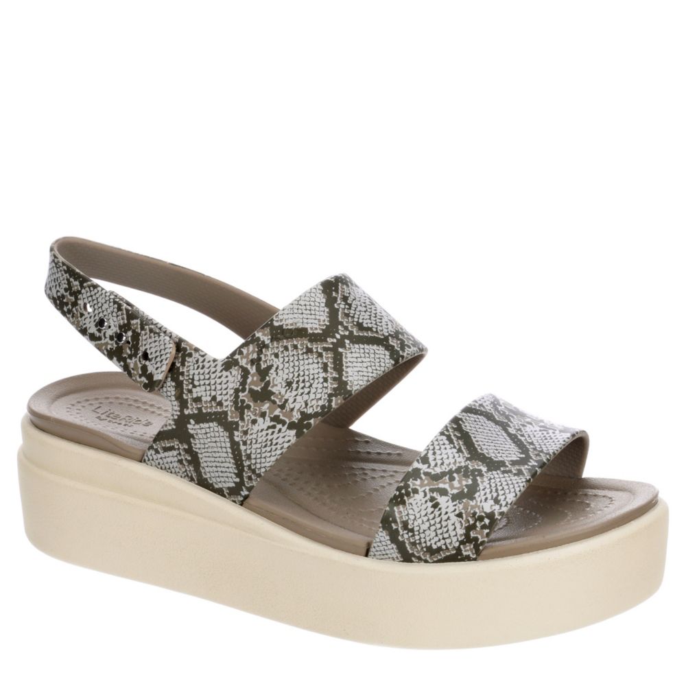 CROCS Womens Brooklyn Wedge Sandal - SNAKE