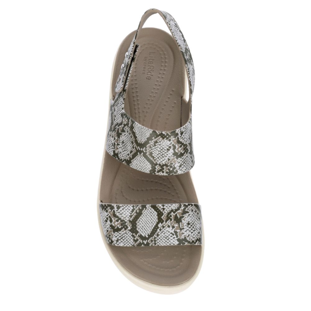 CROCS Womens Brooklyn Wedge Sandal - SNAKE