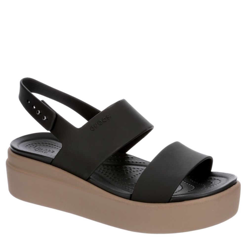 CROCS Womens Brooklyn Wedge Sandal - BLACK
