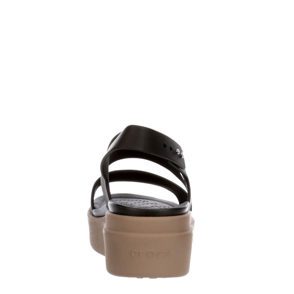 CROCS Womens Brooklyn Wedge Sandal - BLACK