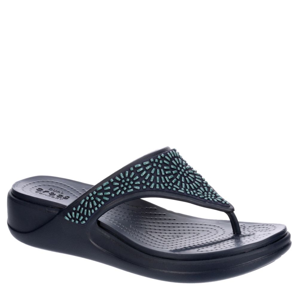 womens navy blue croc sandals