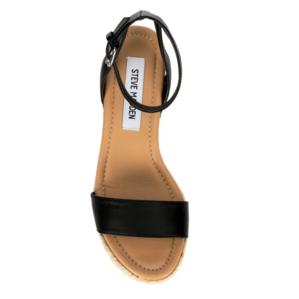 STEVE MADDEN Womens Jaide Espadrille Wedge Sandal - BLACK