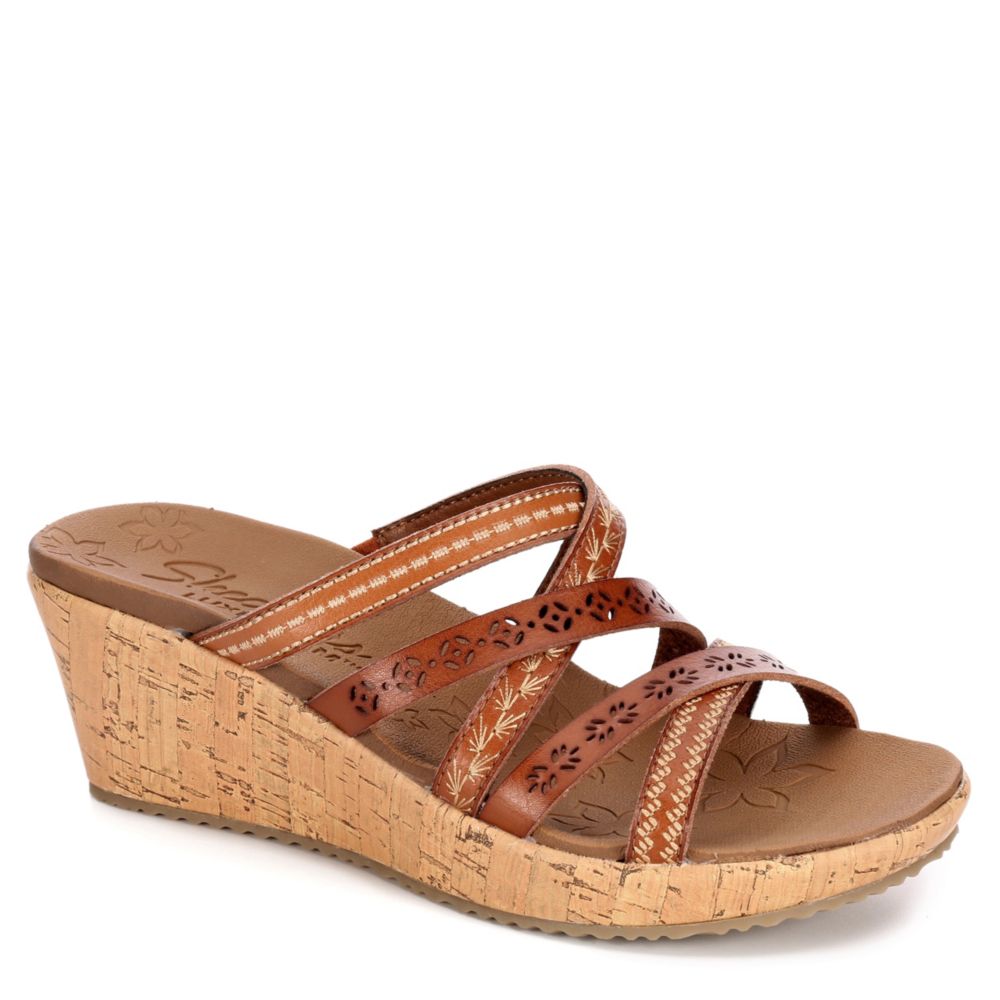 SKECHERS Womens Beverlee - Tiger Posse Wedge Slide Sandal - BROWN