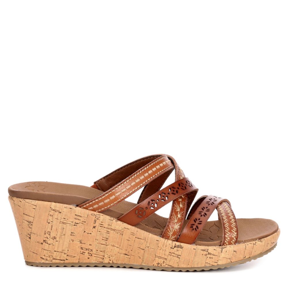SKECHERS Womens Beverlee - Tiger Posse Wedge Slide Sandal - BROWN