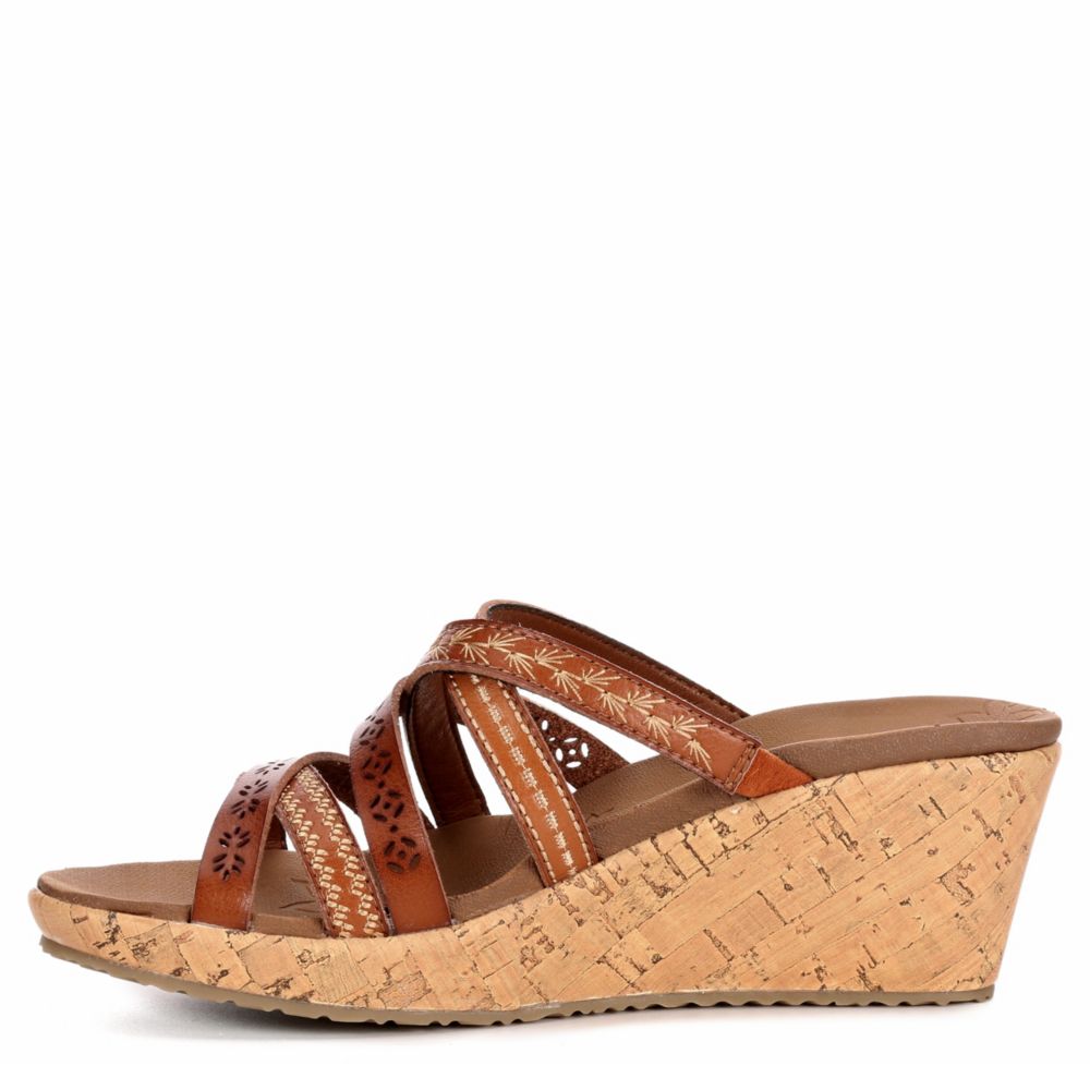 SKECHERS Womens Beverlee - Tiger Posse Wedge Slide Sandal - BROWN
