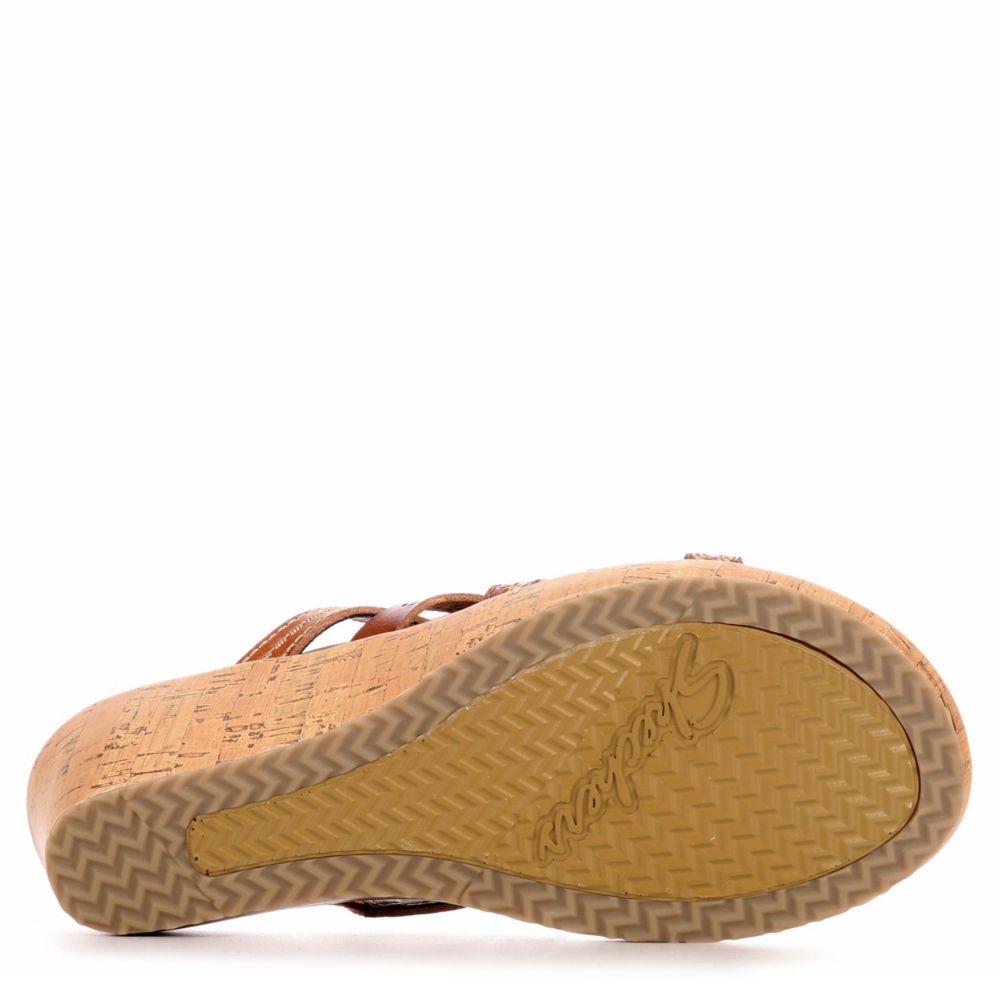 SKECHERS Womens Beverlee - Tiger Posse Wedge Slide Sandal - BROWN