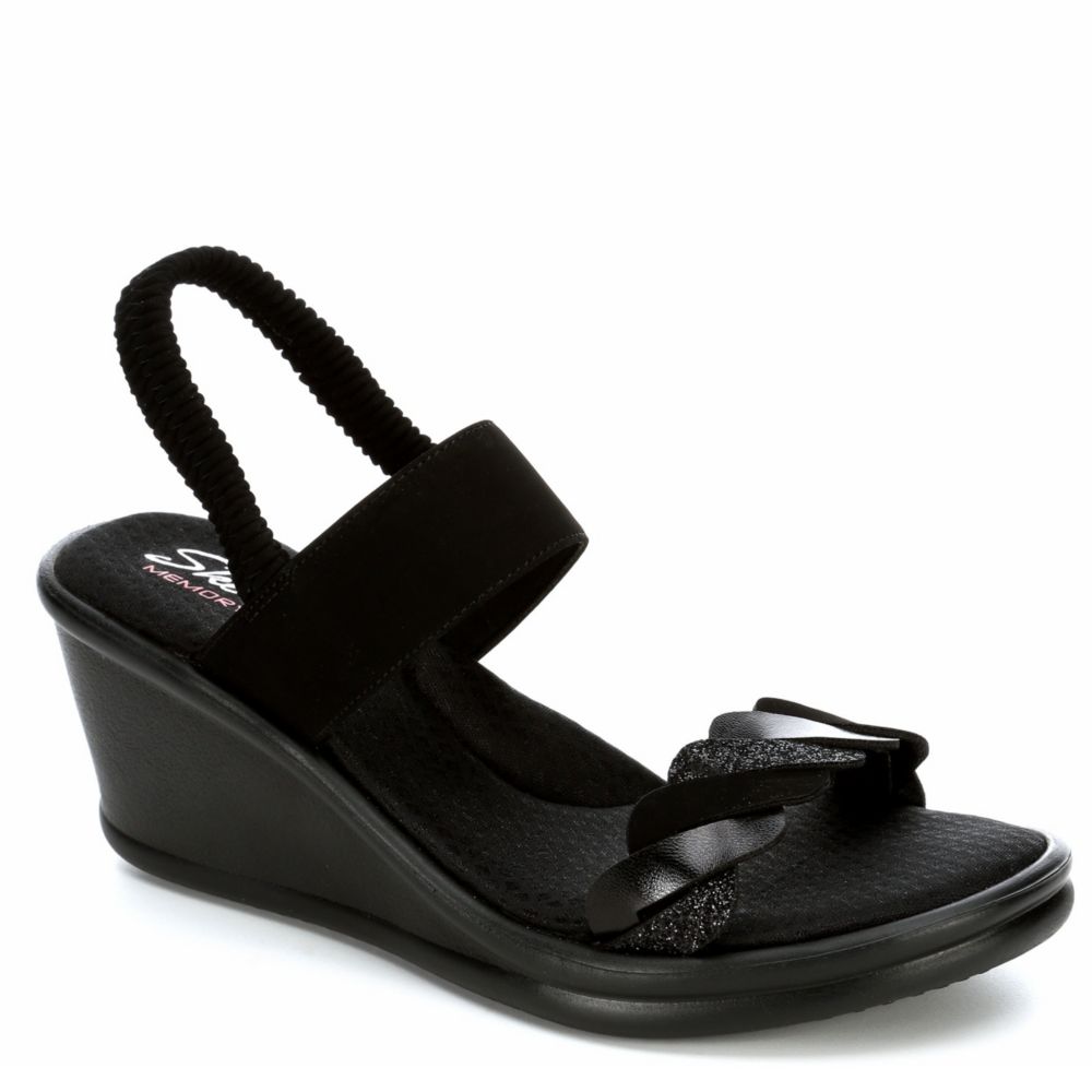 SKECHERS Womens Rumbler City Dash Wedge Sandal - BLACK