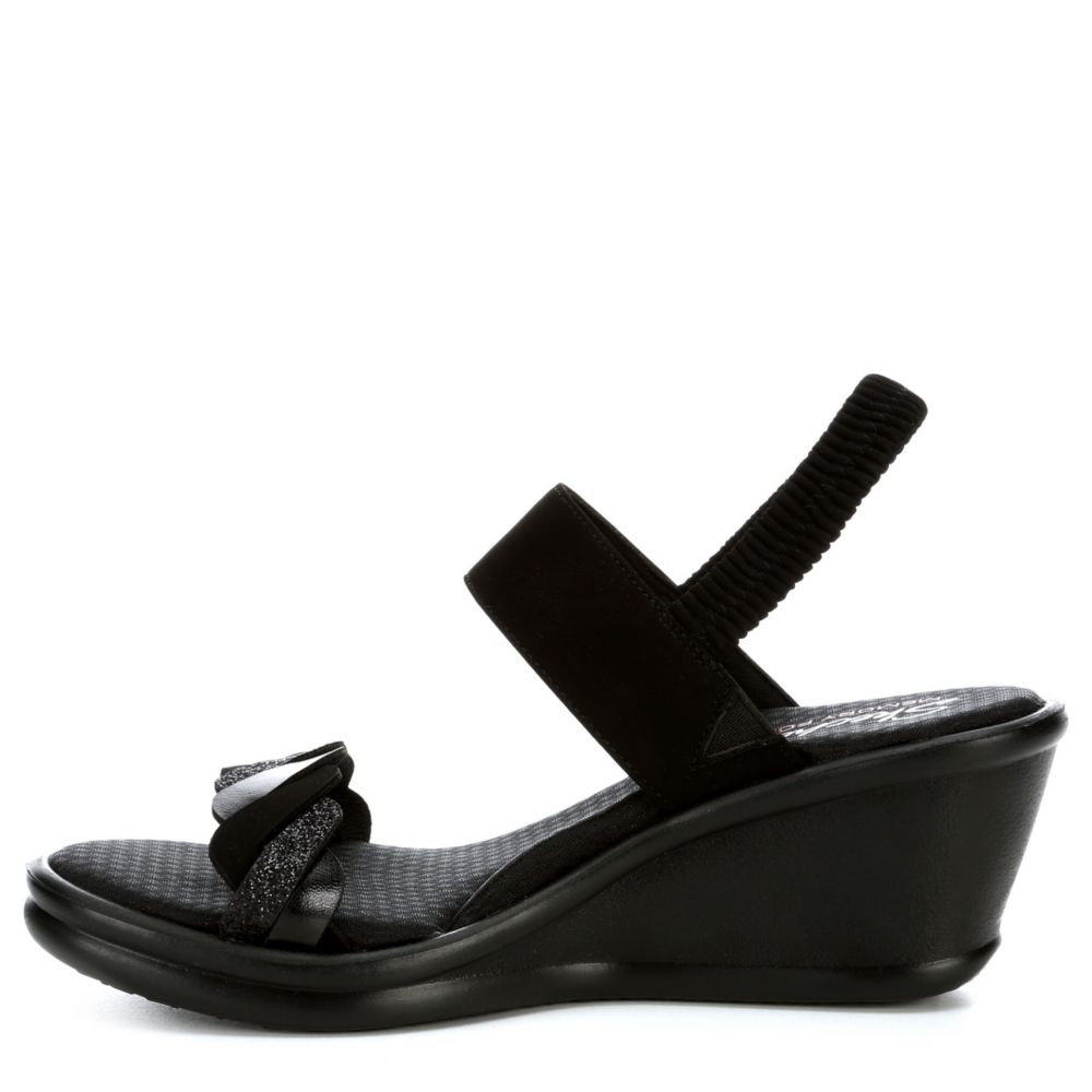 SKECHERS Womens Rumbler City Dash Wedge Sandal - BLACK