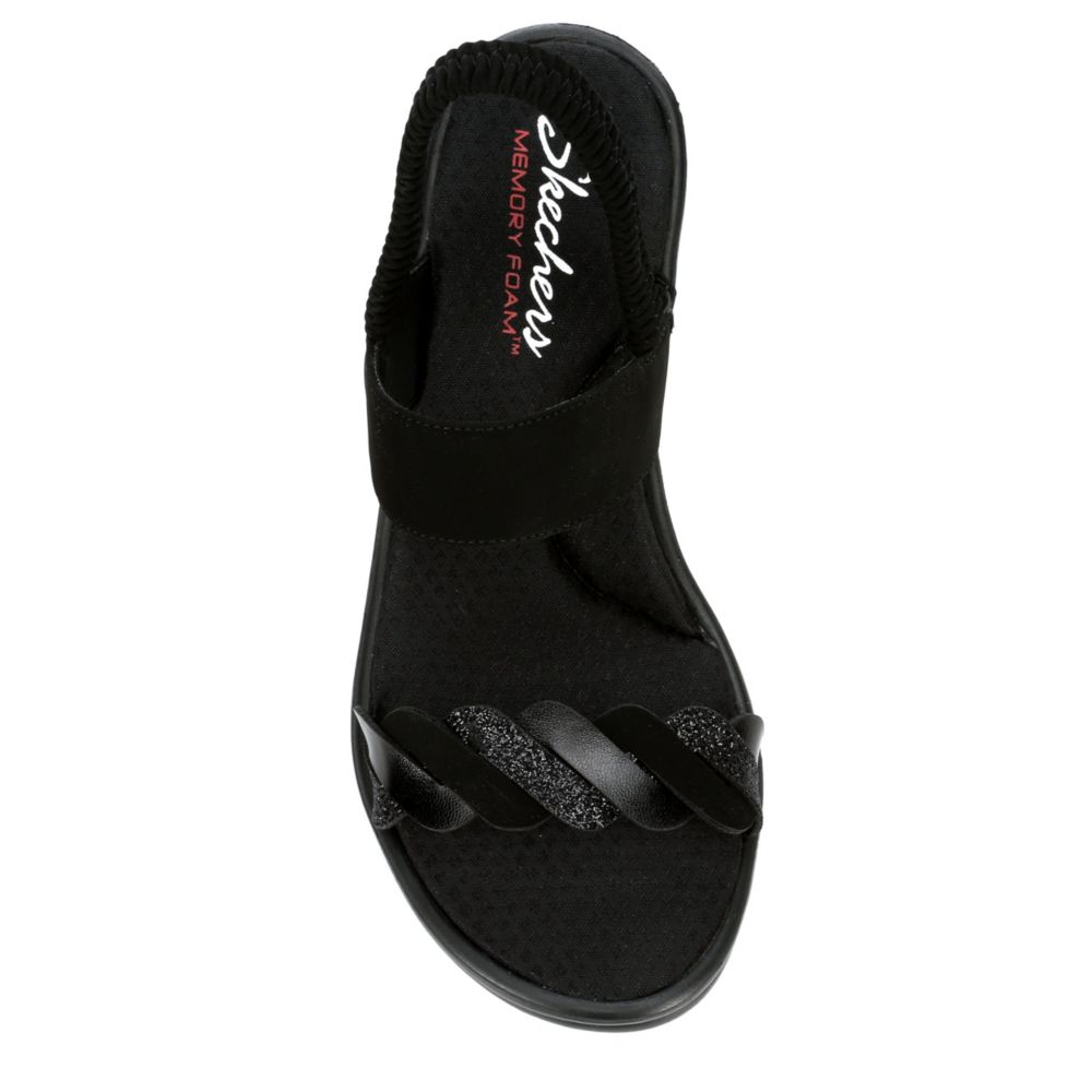 SKECHERS Womens Rumbler City Dash Wedge Sandal - BLACK
