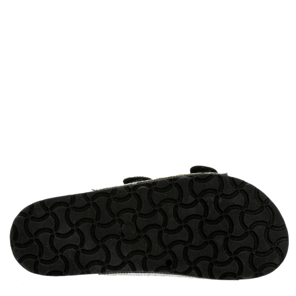 MADDEN GIRL Womens Teddy Footbed Slide Sandal - BLACK