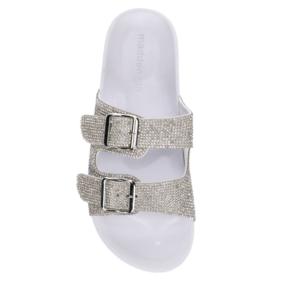 White Madden Girl Womens Teddy Footbed Slide Sandal Womens Off