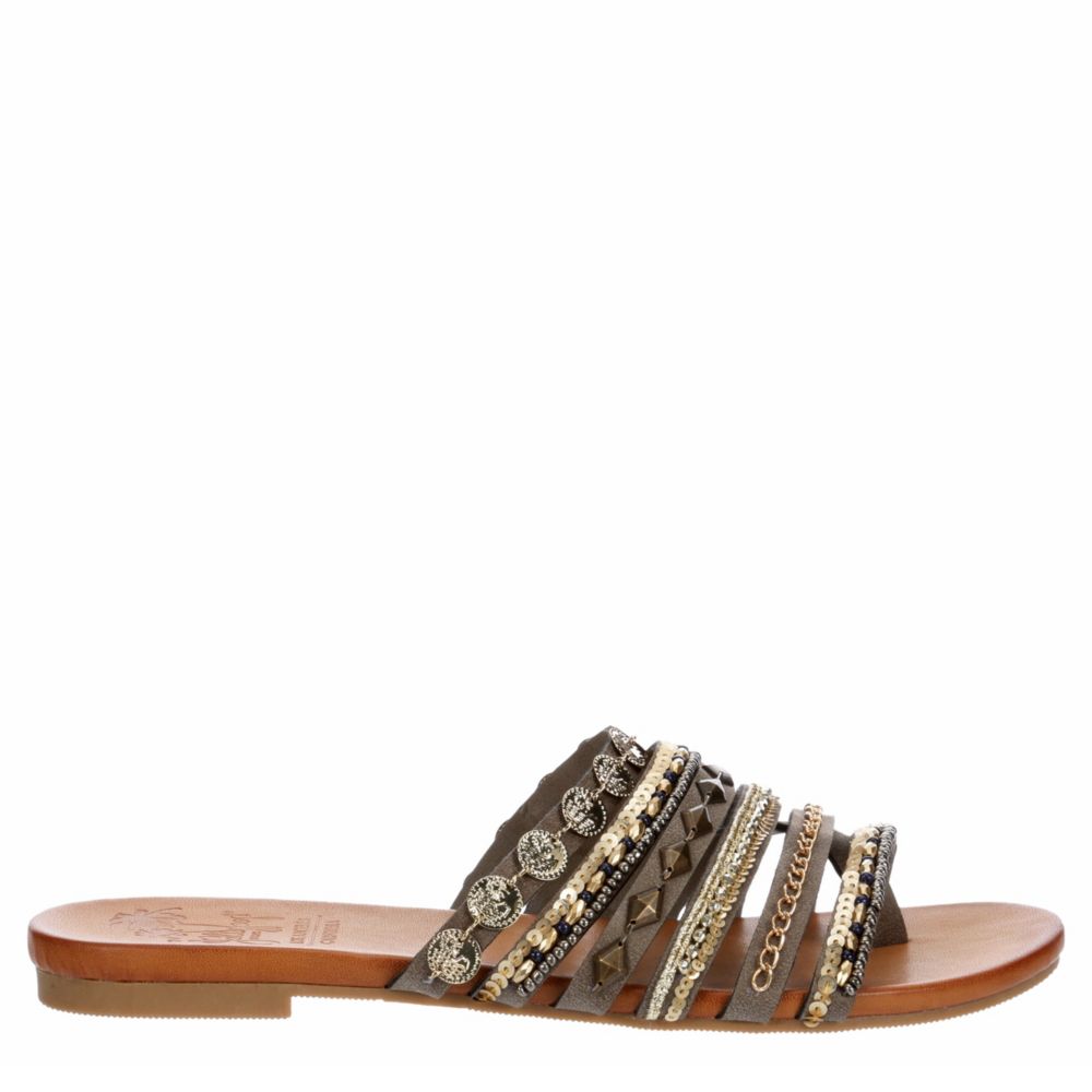 Grey Jellypop Womens Lizzy Flat Slide Sandal Sandals Off Broadway Shoes