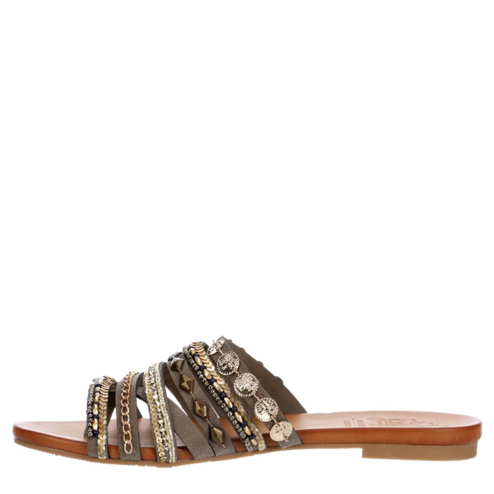 Grey Jellypop Womens Lizzy Flat Slide Sandal Sandals Off Broadway Shoes