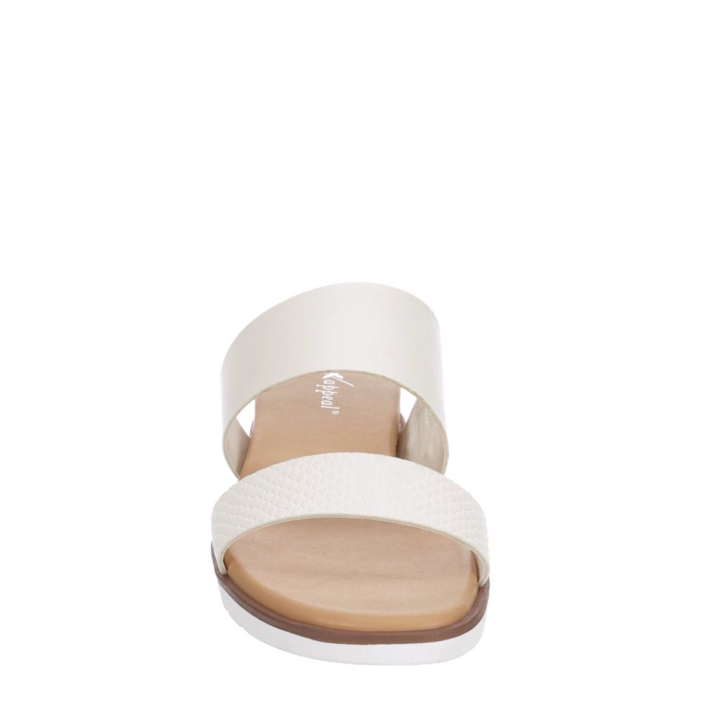 XAPPEAL Womens Farrah Wedge Slide Sandal - WHITE