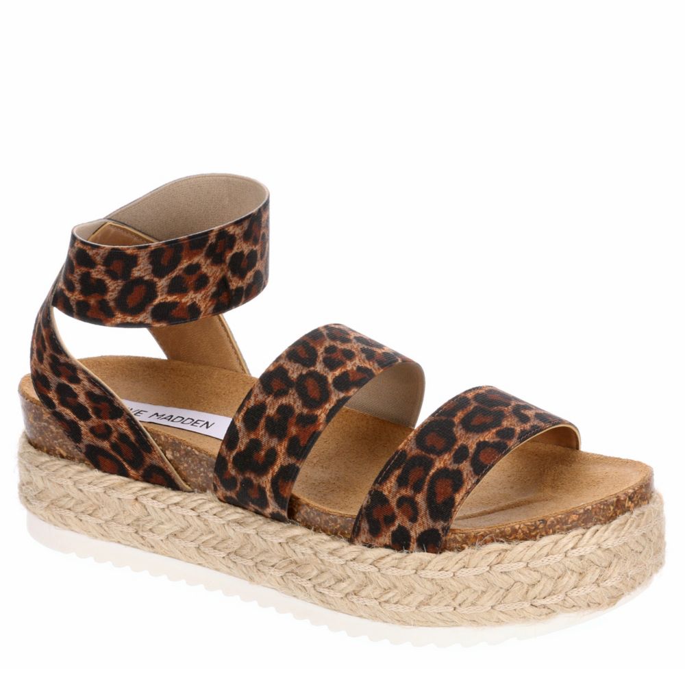 STEVE MADDEN Womens Kimmie Platform Espadrille Sandal - LEOPARD