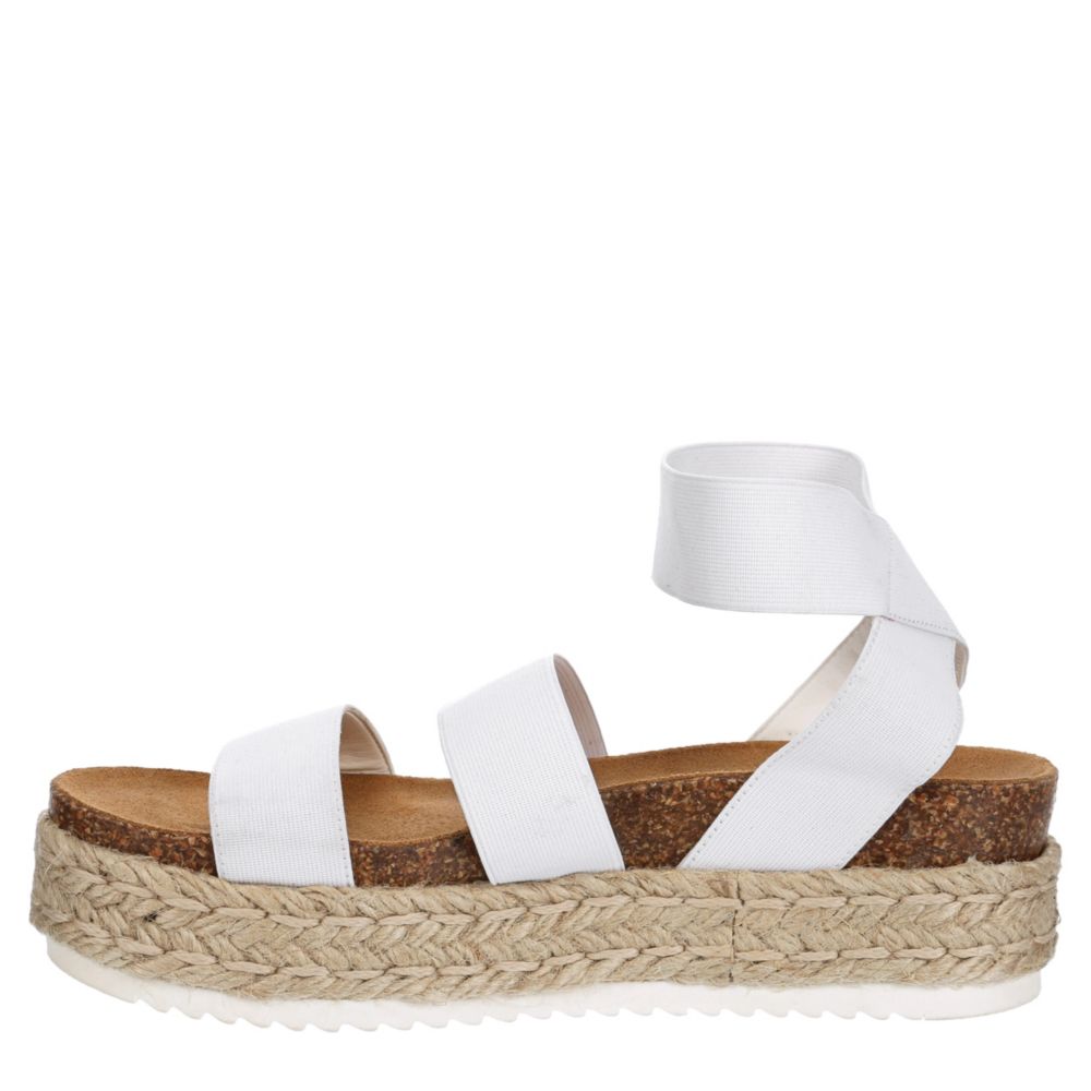 STEVE MADDEN Womens Kimmie Platform Espadrille Sandal - WHITE