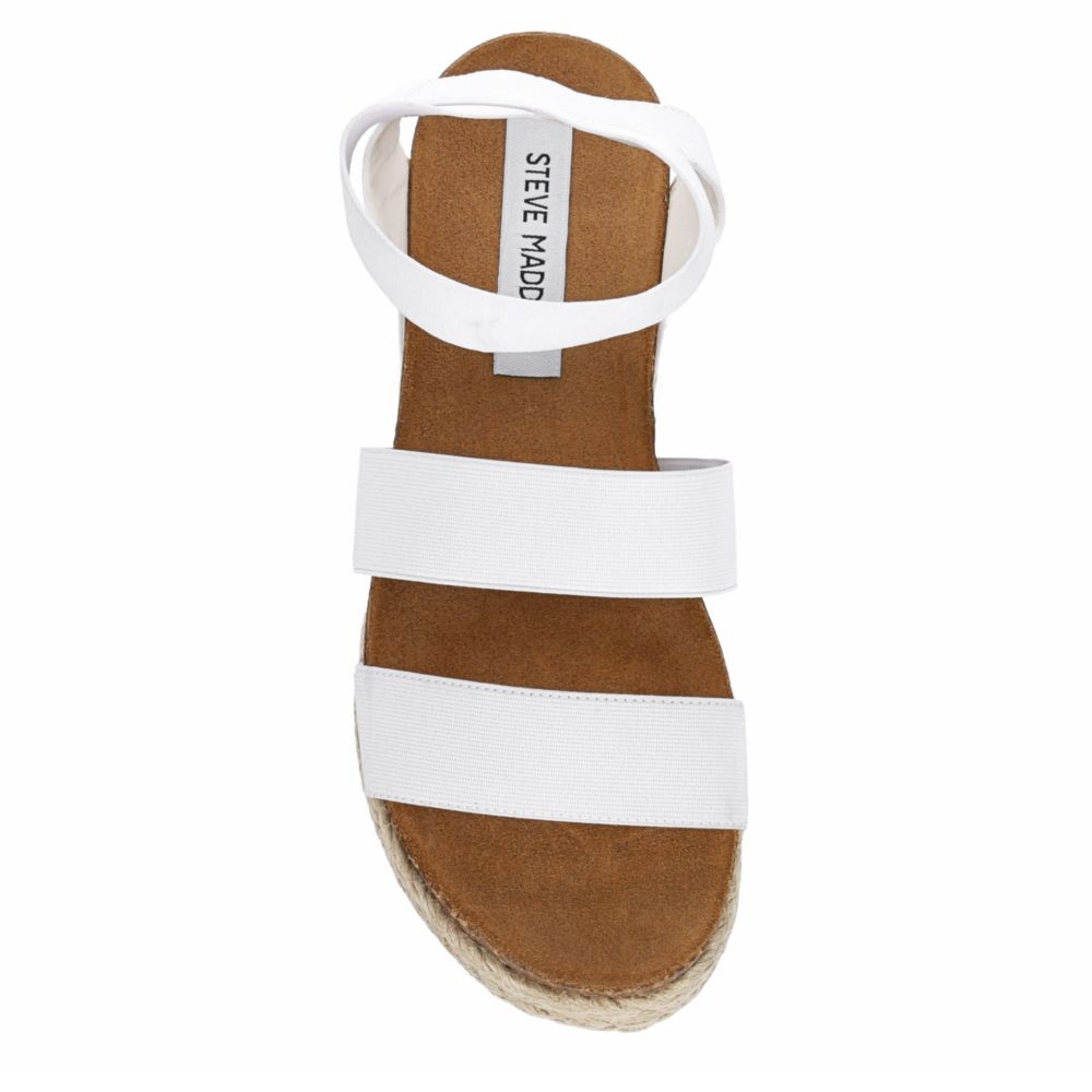 STEVE MADDEN Womens Kimmie Platform Espadrille Sandal - WHITE