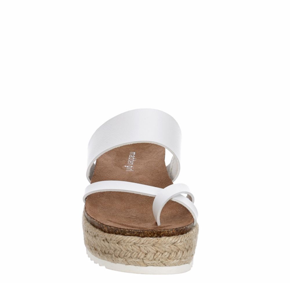 MADDEN GIRL Womens Case Espadrille Footbed Slide Sandal - WHITE