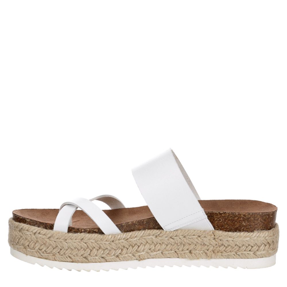 MADDEN GIRL Womens Case Espadrille Footbed Slide Sandal - WHITE