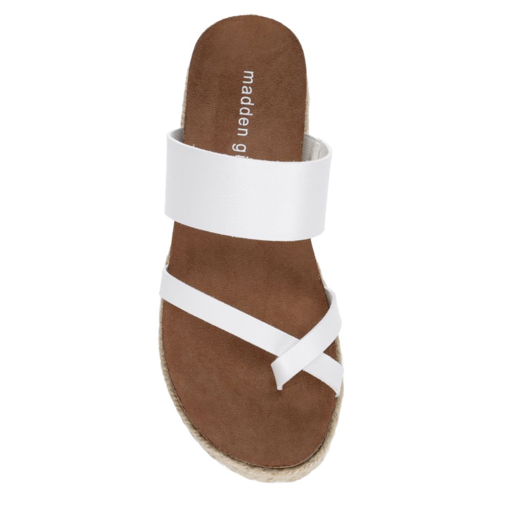 MADDEN GIRL Womens Case Espadrille Footbed Slide Sandal - WHITE