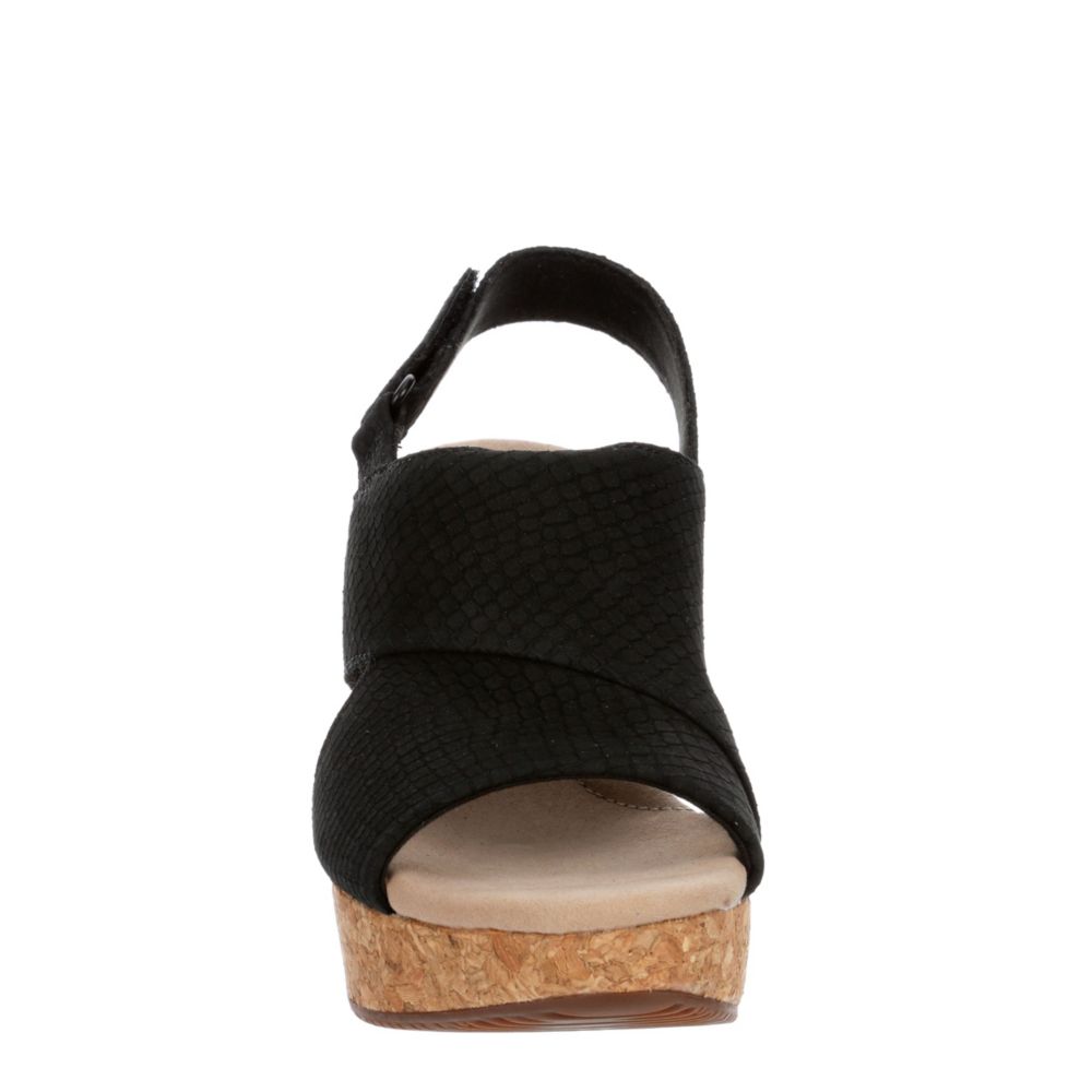 CLARKS Womens Annadel Sky Wedge Sandal - BLACK