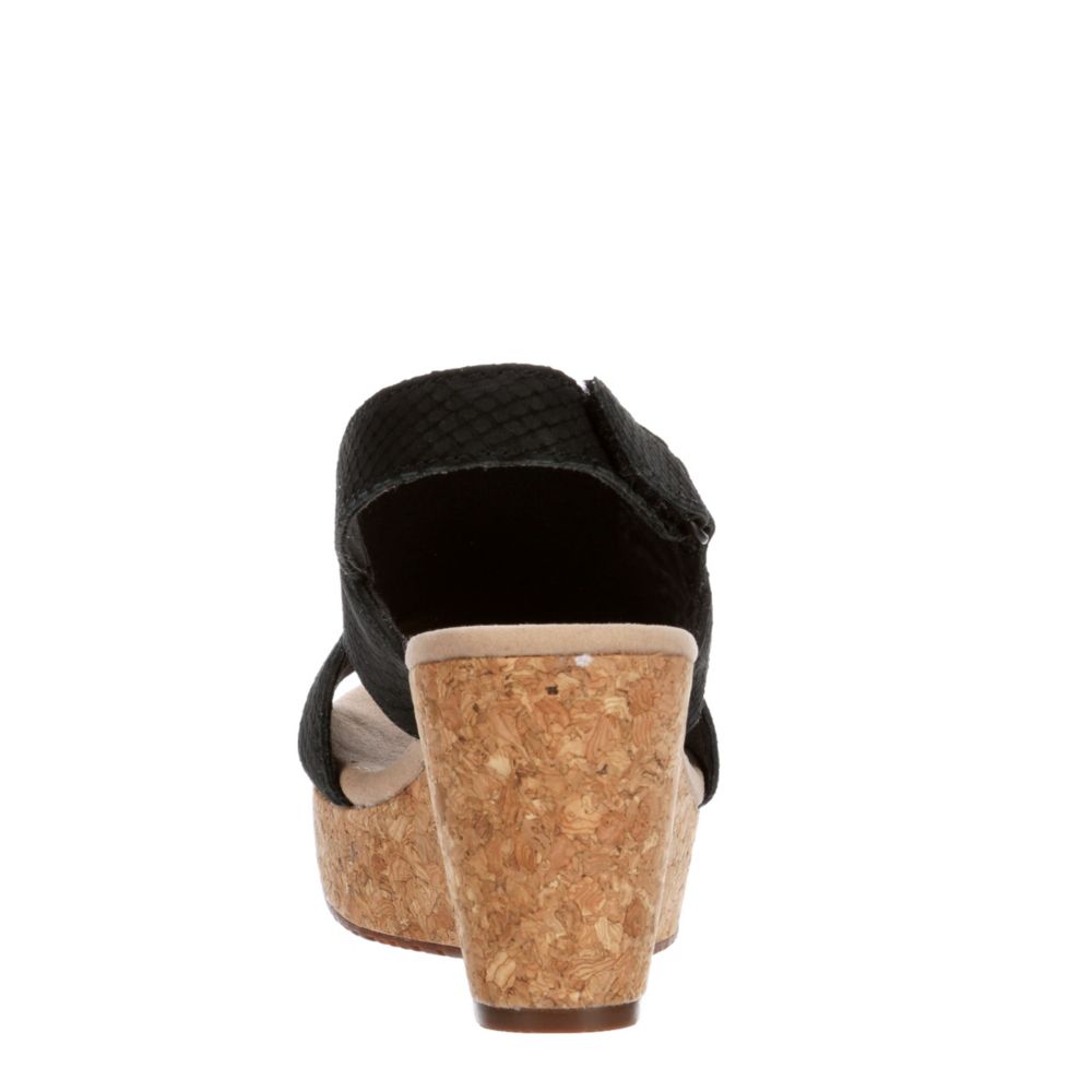 CLARKS Womens Annadel Sky Wedge Sandal - BLACK