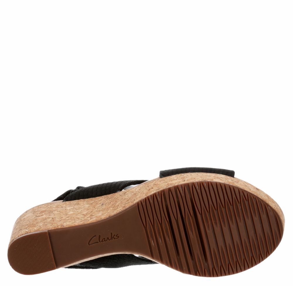 CLARKS Womens Annadel Sky Wedge Sandal - BLACK