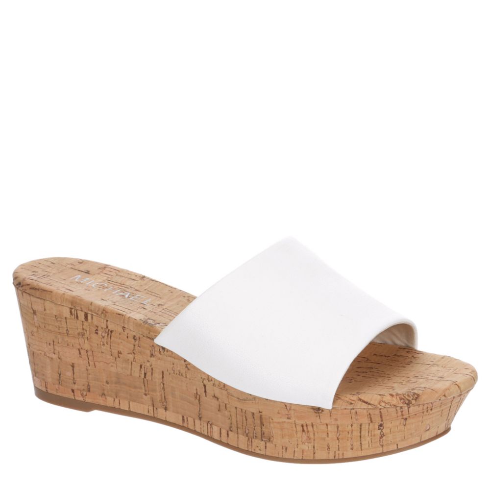 MICHAEL BY MICHAEL SHANNON Womens Ibiza Wedge Sandal - WHITE