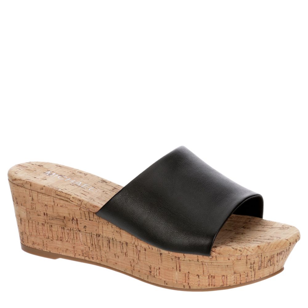MICHAEL BY MICHAEL SHANNON Womens Ibiza Wedge Sandal - BLACK
