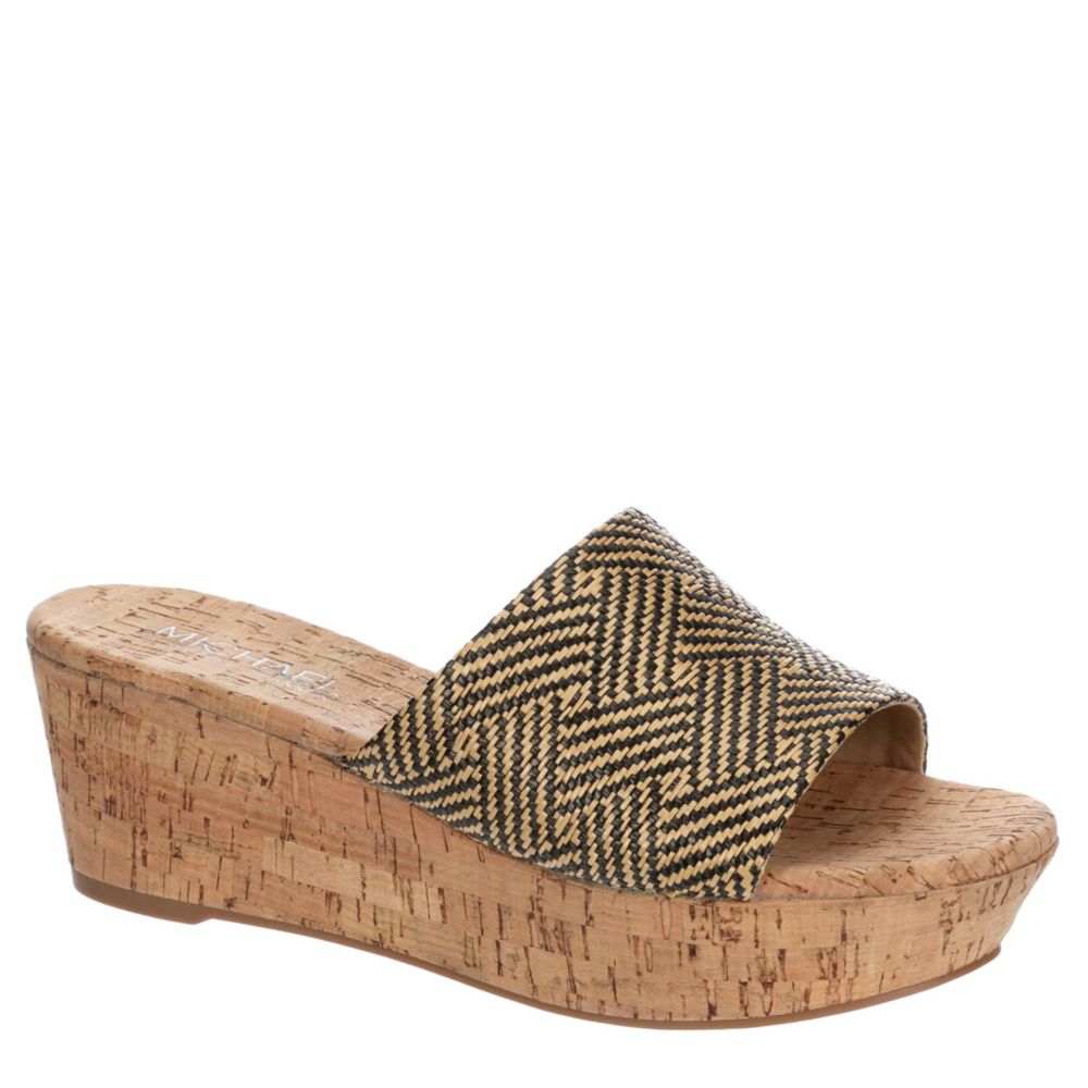 MICHAEL BY MICHAEL SHANNON Womens Ibiza Wedge Sandal - BLACK