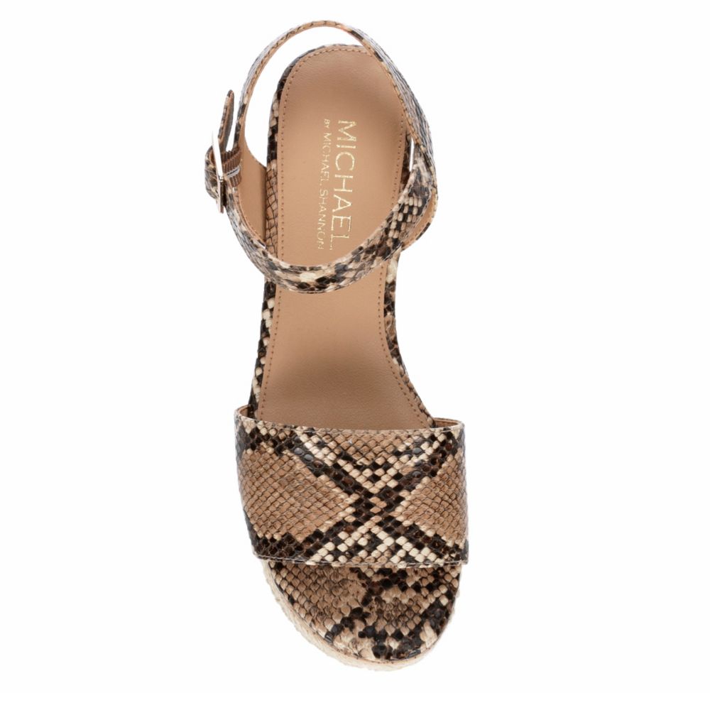 MICHAEL BY MICHAEL SHANNON Womens Kaitlin Wedge Sandal - SNAKE