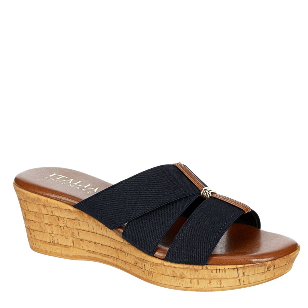 ITALIAN SHOEMAKERS Womens Tayden Wedge Slide Sandal - NAVY