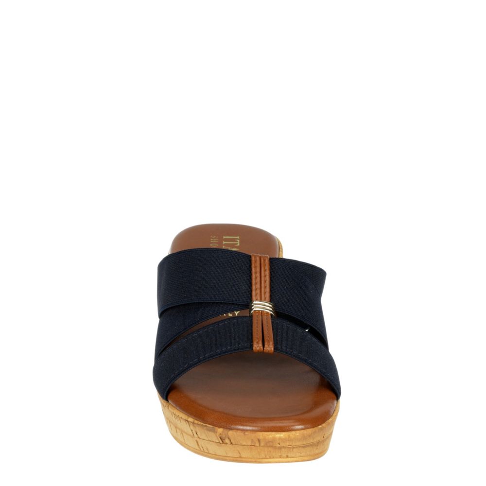 ITALIAN SHOEMAKERS Womens Tayden Wedge Slide Sandal - NAVY