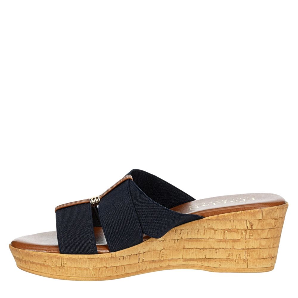 ITALIAN SHOEMAKERS Womens Tayden Wedge Slide Sandal - NAVY