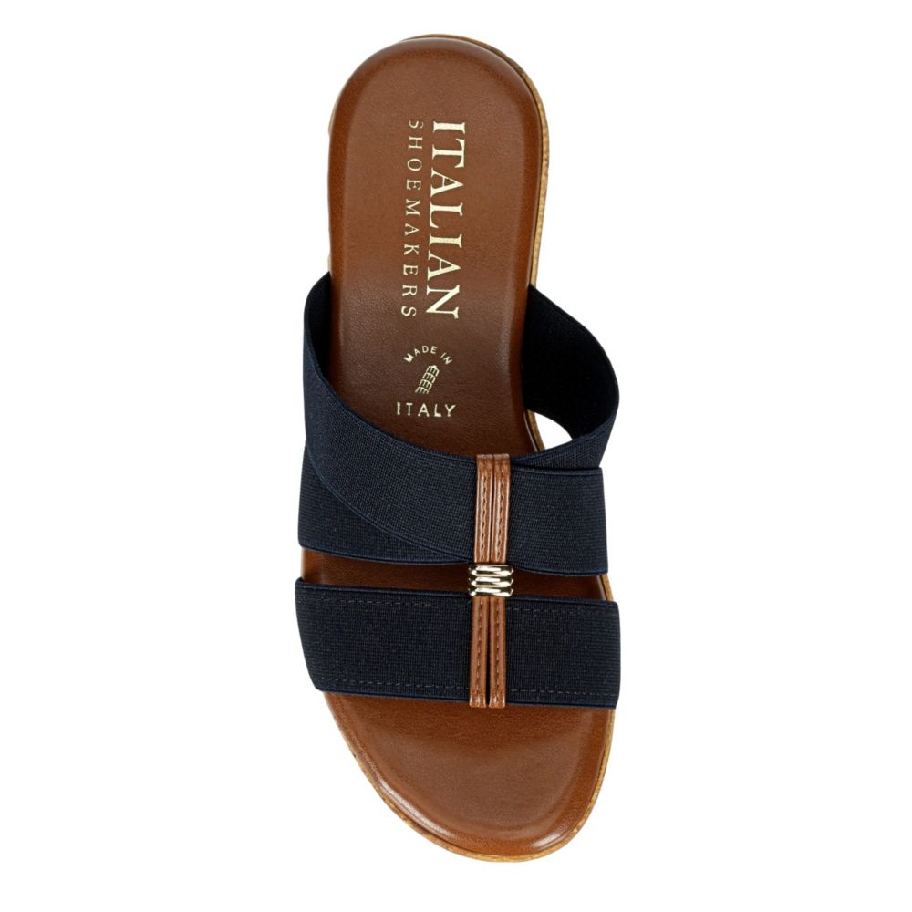 ITALIAN SHOEMAKERS Womens Tayden Wedge Slide Sandal - NAVY