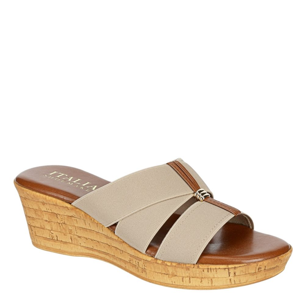 ITALIAN SHOEMAKERS Womens Tayden Wedge Slide Sandal - TAUPE