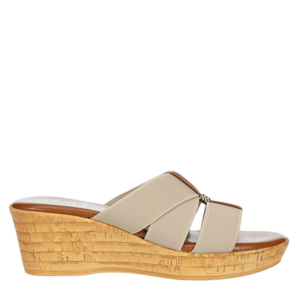 ITALIAN SHOEMAKERS Womens Tayden Wedge Slide Sandal - TAUPE