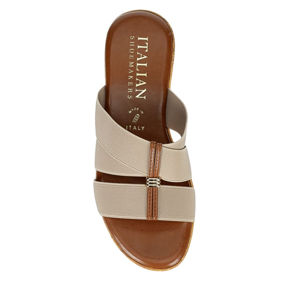 ITALIAN SHOEMAKERS Womens Tayden Wedge Slide Sandal - TAUPE