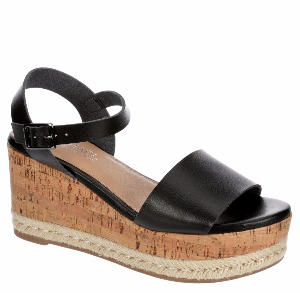 MICHAEL BY MICHAEL SHANNON Womens Kaitlin Wedge Sandal - BLACK